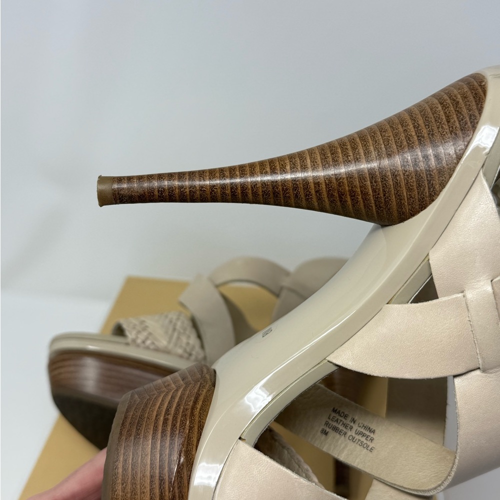 Michael Kors Strappy Platform Heels Beige Open Toe High Heel Sandals - Picture 12 of 12